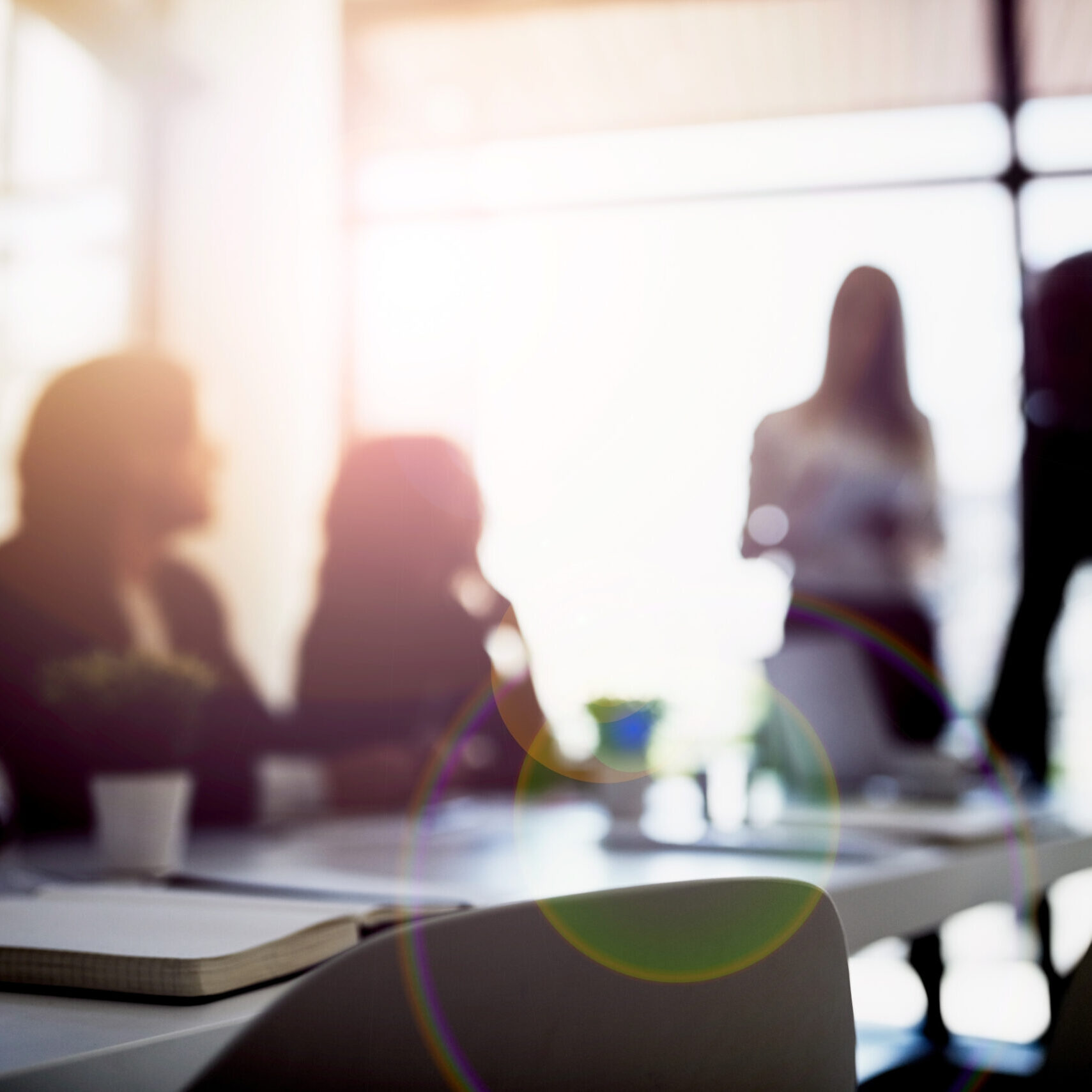 Discussion, planning and business people in the office brainstorming for a corporate project in collaboration. Teamwork, meeting and blur of group of employees working together in workplace boardroom.